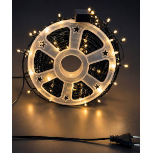 Світлодіодна гірлянда нитка 50 м, 500 LED, 220V, 1 режим, IP65, чорний каучуковий провід, колір свічення теплий білий. Photo 2